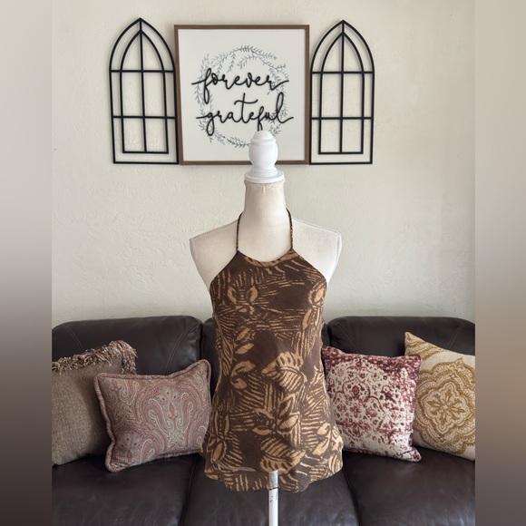 Lauren Ralph Lauren 100% Silk Halter Top Size 4 Boho Hippie Summer Classic - Picture 2 of 9